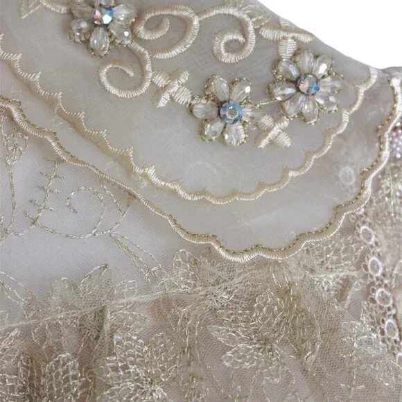 Lace Tiered Mini Dress in cream Christmas/New Year's Party Dress - Picture 5 of 5